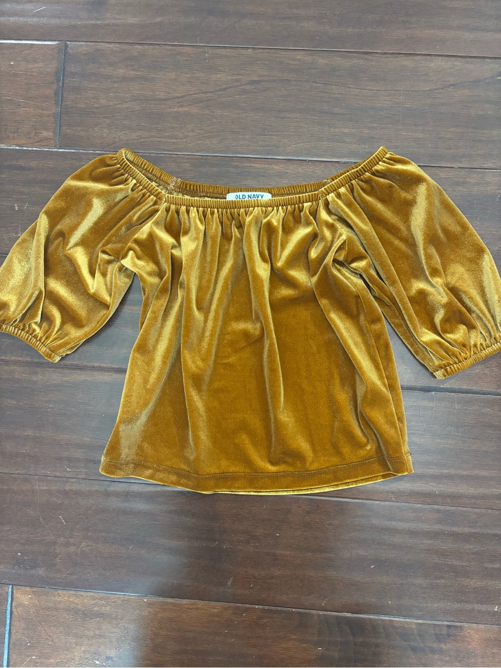 Old Navy Golden Mustard Velvet Off-Shoulder Top